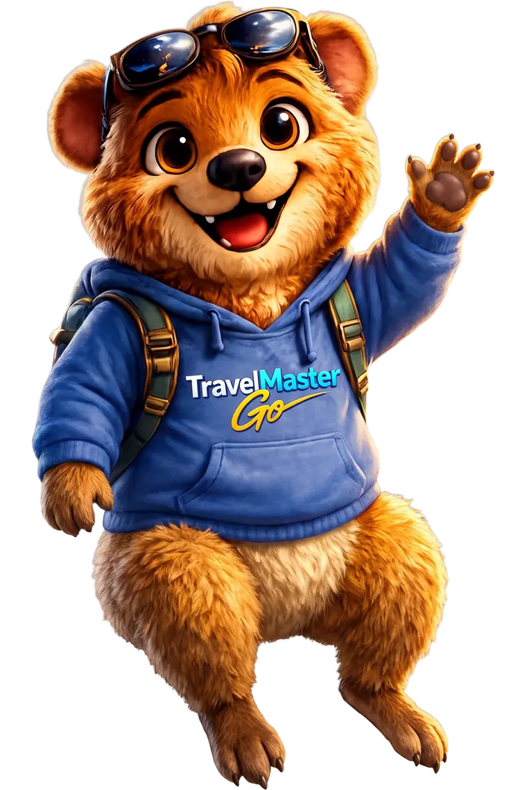 Coco, der Reisebegleiter der App, winkt fröhlich